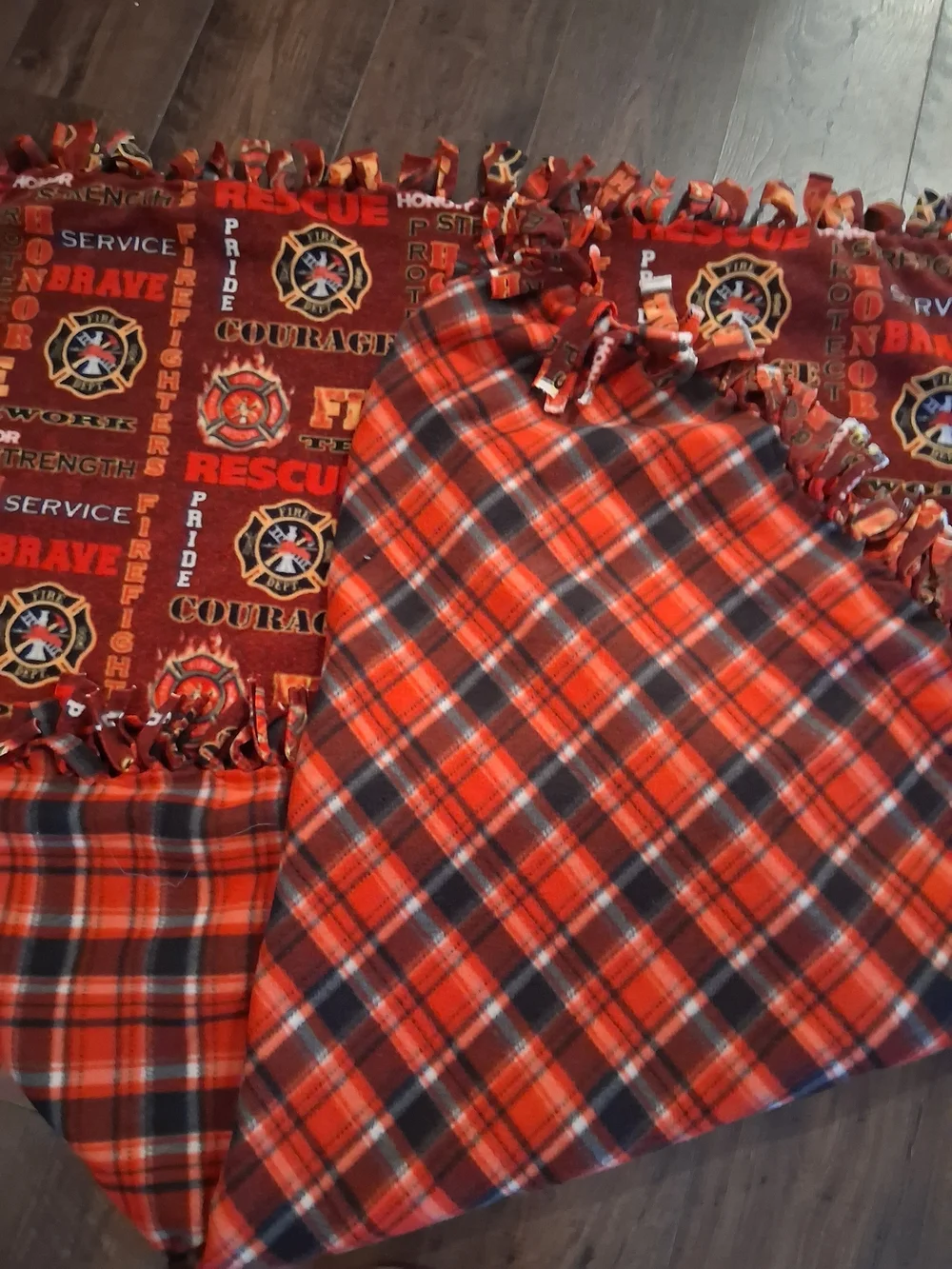 Fire Rescue Pattern Red Fleece Throw Handmade Blanket